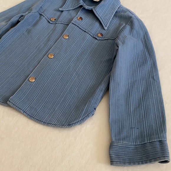 {VTG} Billy the Kid | Permanent Press Retro Snap Button Front Western Shirt Blue - Picture 8 of 16